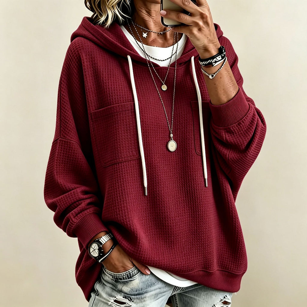 Women's Waffle-Knit Oversized Hoodie