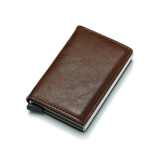 PU leather RFID card wallet open view