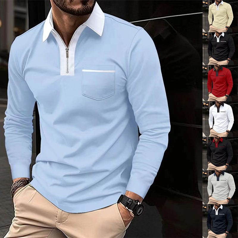 Men's Zip Collar Long Sleeve Polo – view 1
