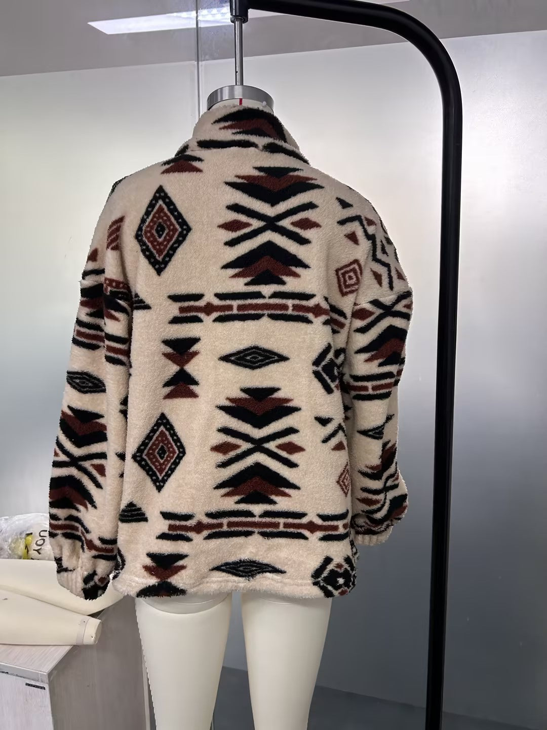 Women's Aztec Print Sherpa Half-Zip Pullover - view 4