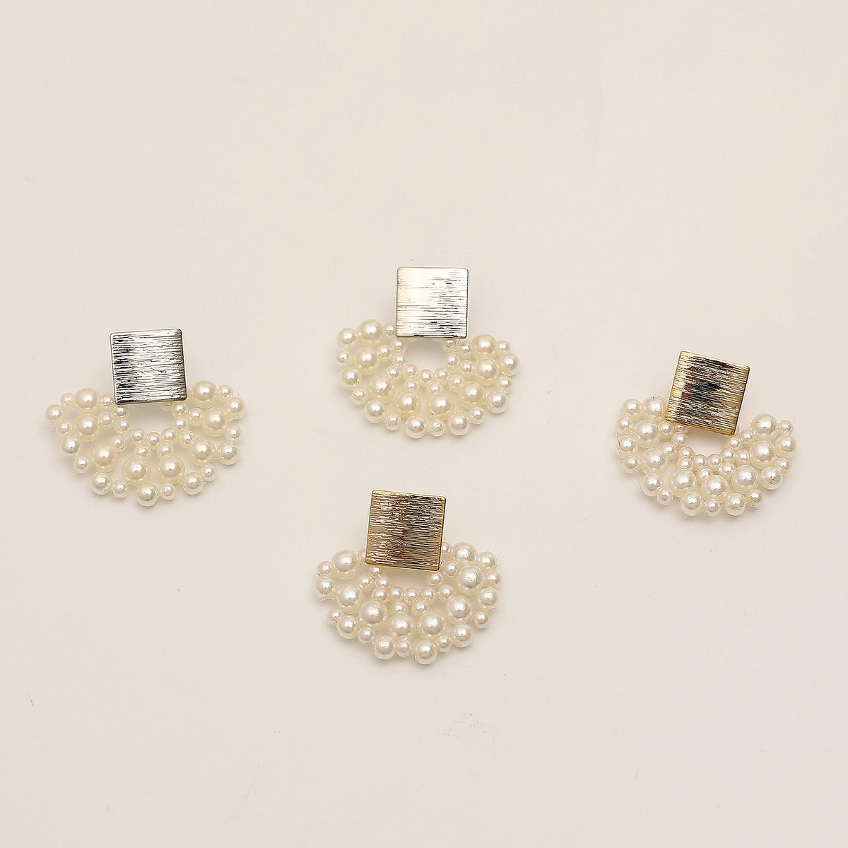 Pearl Cluster Stud Earrings 4