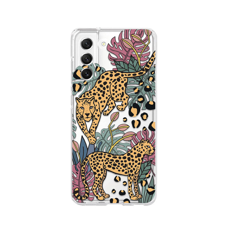 Clear phone case with jungle animal print