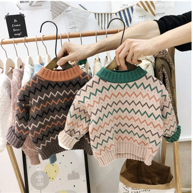 Kids' Zigzag Knit Sweater, Plush-Lined - view 9