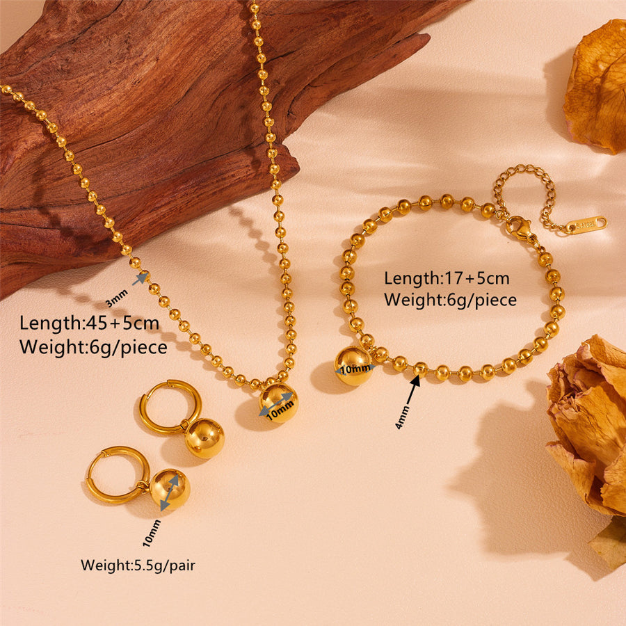 Matching gold ball bead bracelet