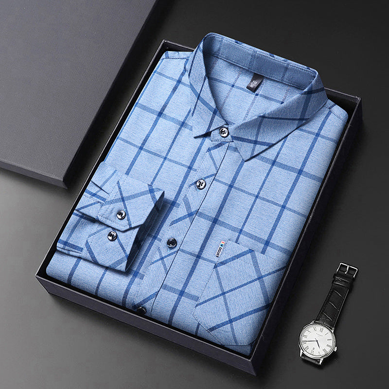 Men's Slim Fit Plaid Long Sleeve Shirt - view 2