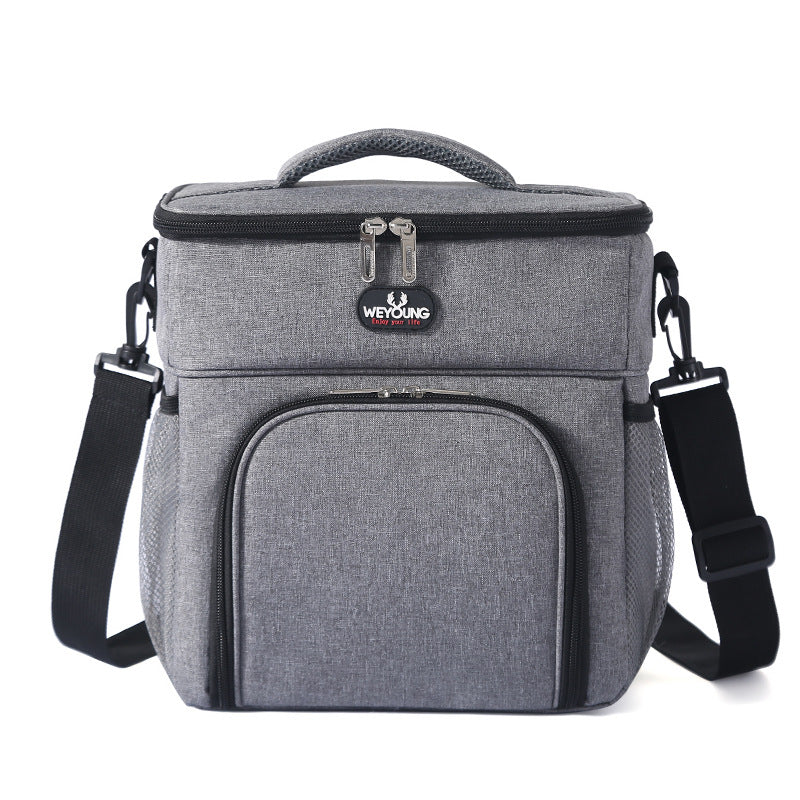 Insulated double lunch bag side pocket