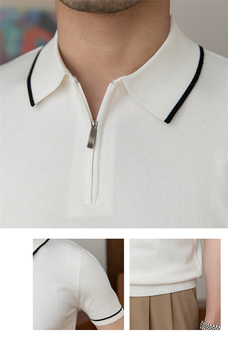 Men's Knit Quarter-Zip Polo Shirt - view 3