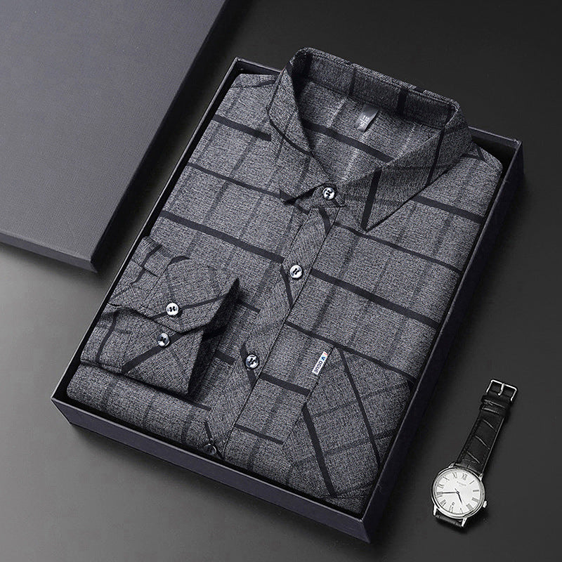 Men's Slim Fit Plaid Long Sleeve Shirt - view 9