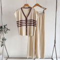 Women's Striped Knit Vest & Wide-Leg Pants Set - view 5