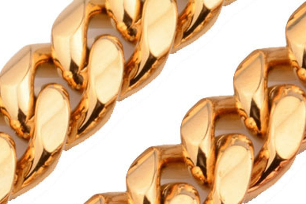 Men's Cuban Link Chain Necklace – Gold links close-up