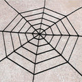 Large black Halloween spider web decoration stretched out, about 1.5 m wide