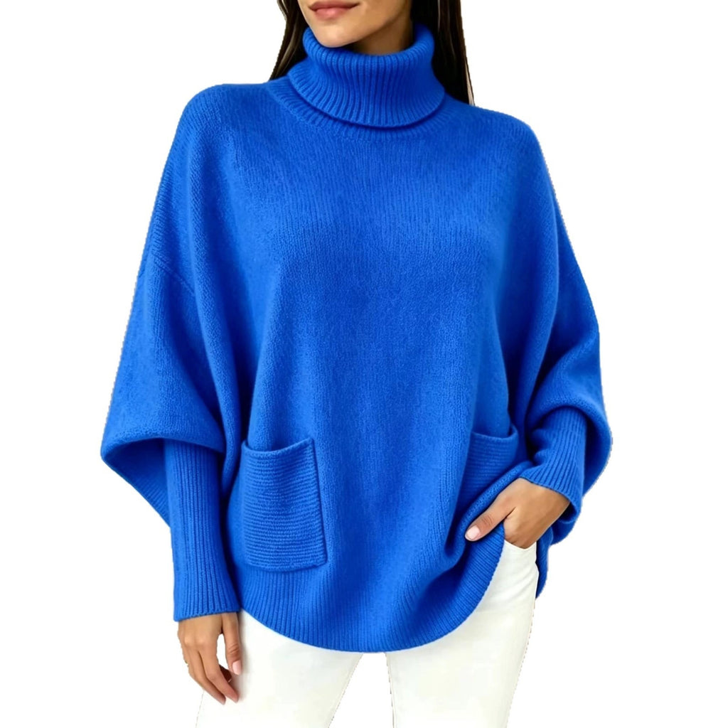 Women's Batwing Turtleneck Poncho Sweater - view 7