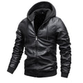 Men's Hooded Faux Leather Jacket - view 3