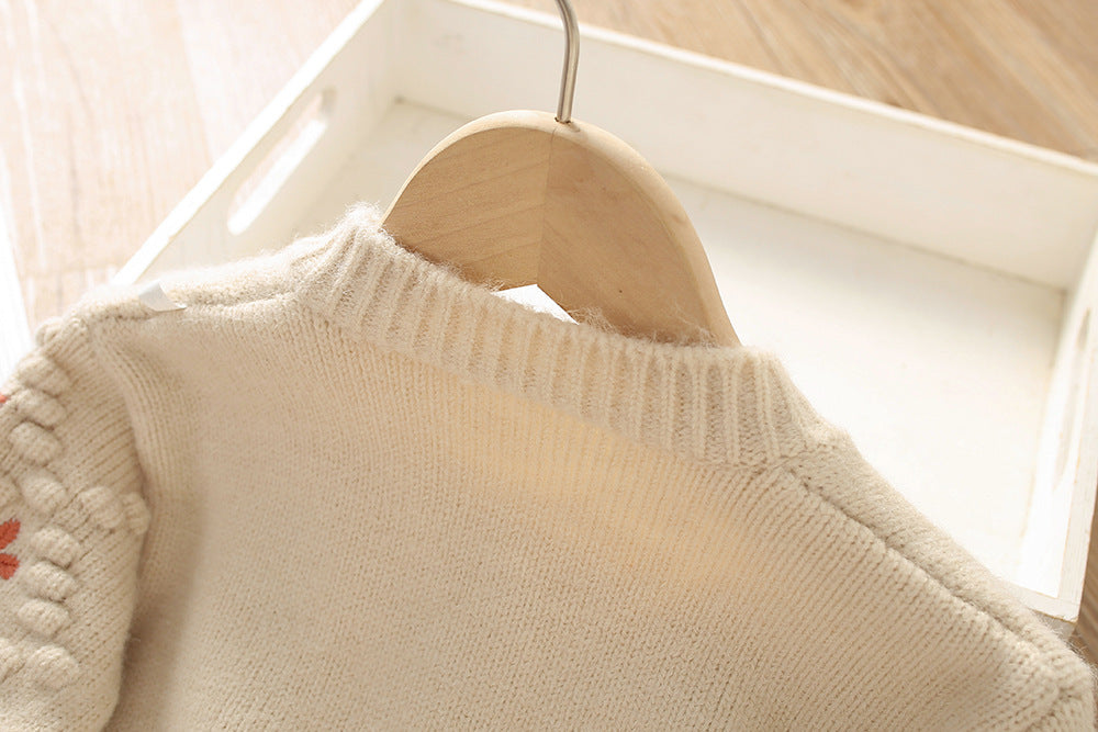 Girls' Floral Embroidered Knit Cardigan - view 2