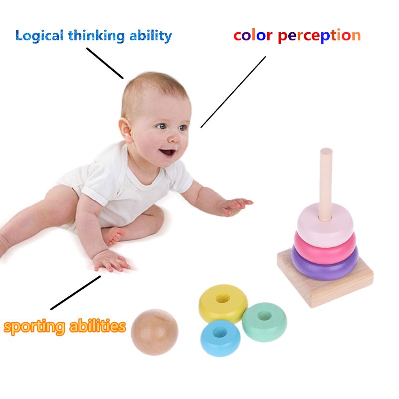 Rainbow stacking ring tower toy – view 3