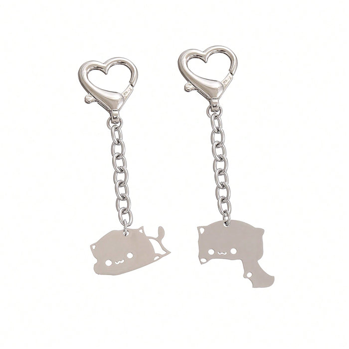 Matching Cat Couple Keychains detail