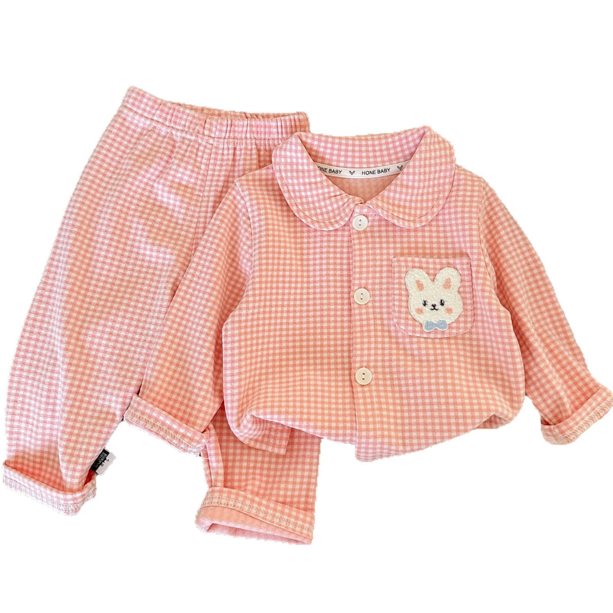 Kids' Brushed Fleece Gingham Pajama Set - view 2