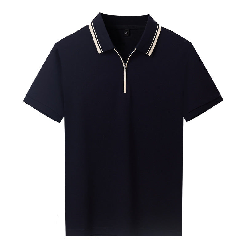 Men's Zip Polo Shirt with Tipped Collar - view 4