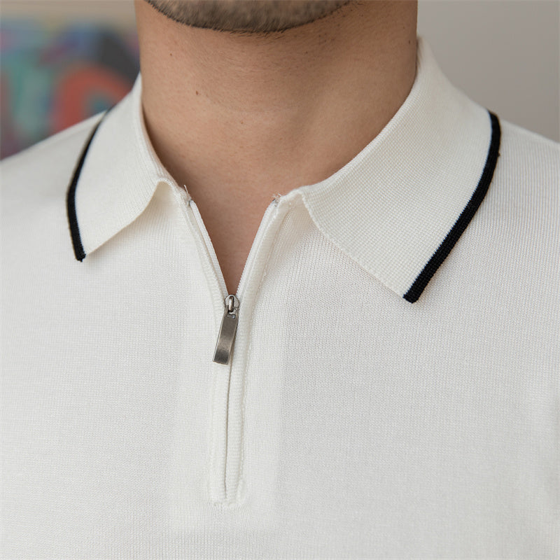 Men's Knit Quarter-Zip Polo Shirt - view 2