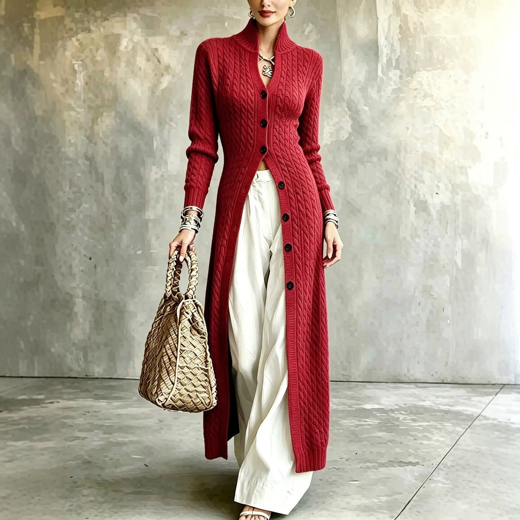 Women's Long Cable-Knit Button Cardigan - view 4