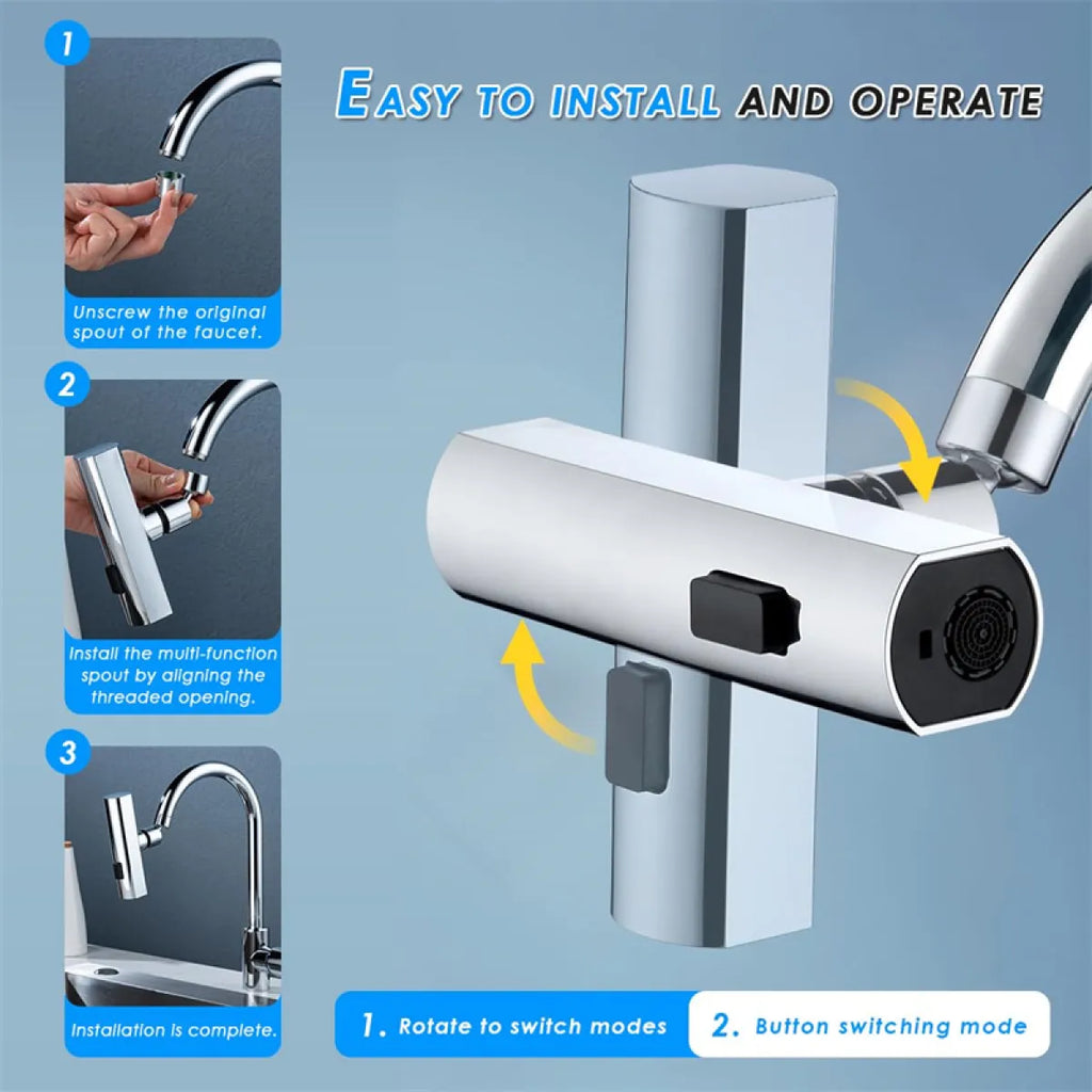 Silver 360 degree rotating kitchen faucet bubbler attachment