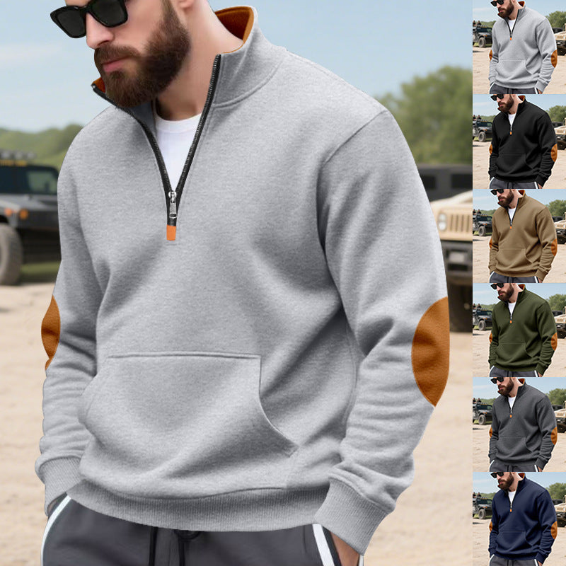 Men's Quarter-Zip Fleece Sweatshirt with Elbow Patches - view 7