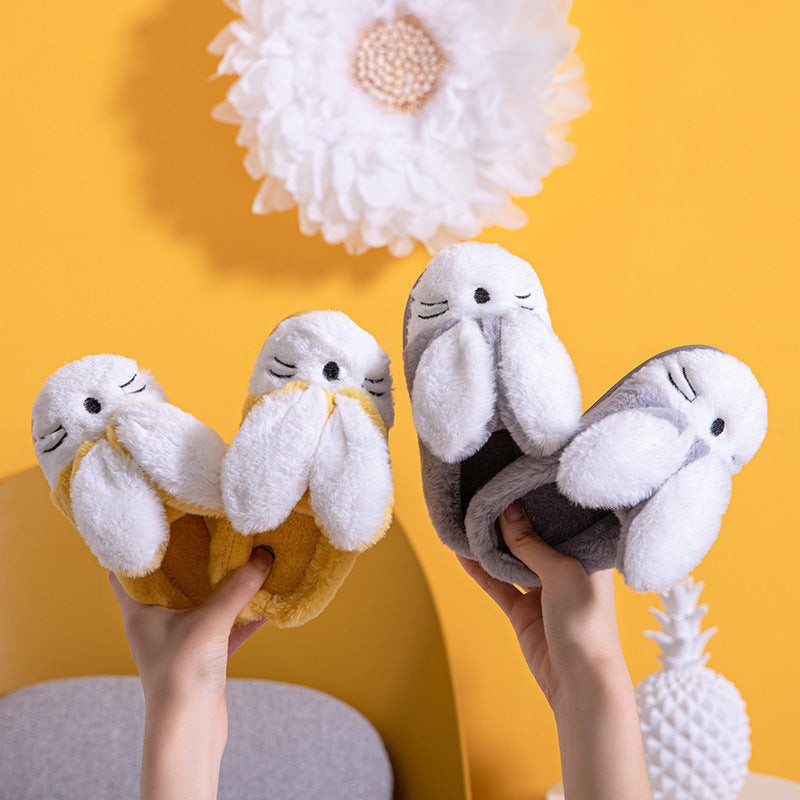 Kids bunny ear plush winter slippers – view 3