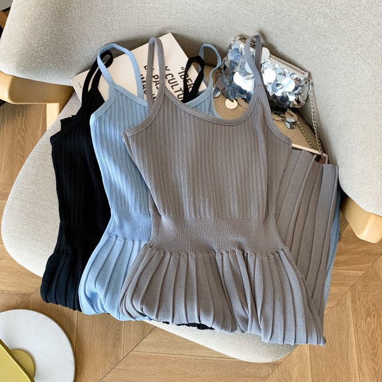 Women's Pleated Knit Cami Dress