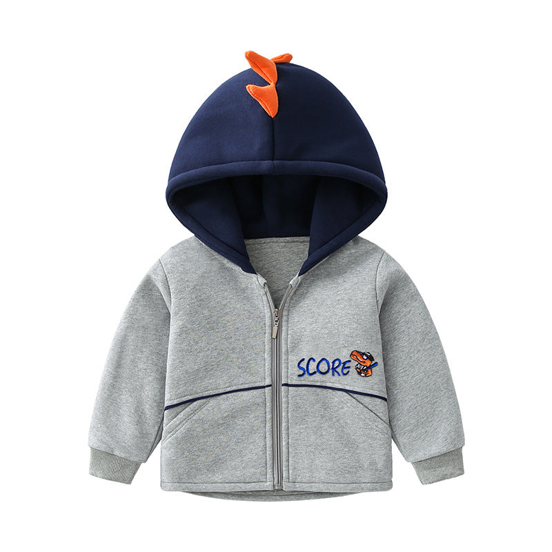Kids' Dinosaur Spike Hooded Zip Jacket - view 4