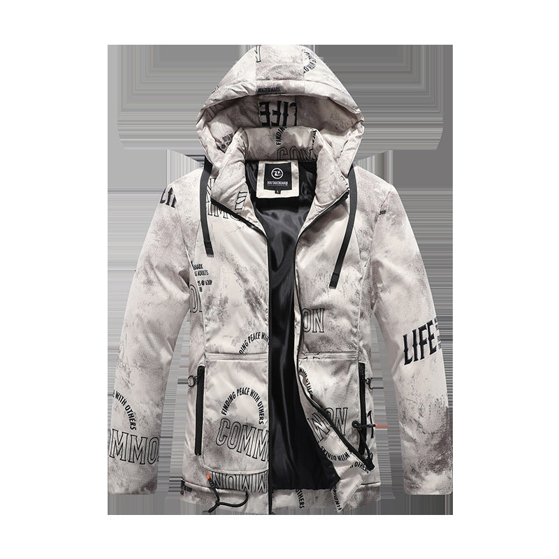 Men's Fleece-Lined Hooded Print Winter Jacket - view 2