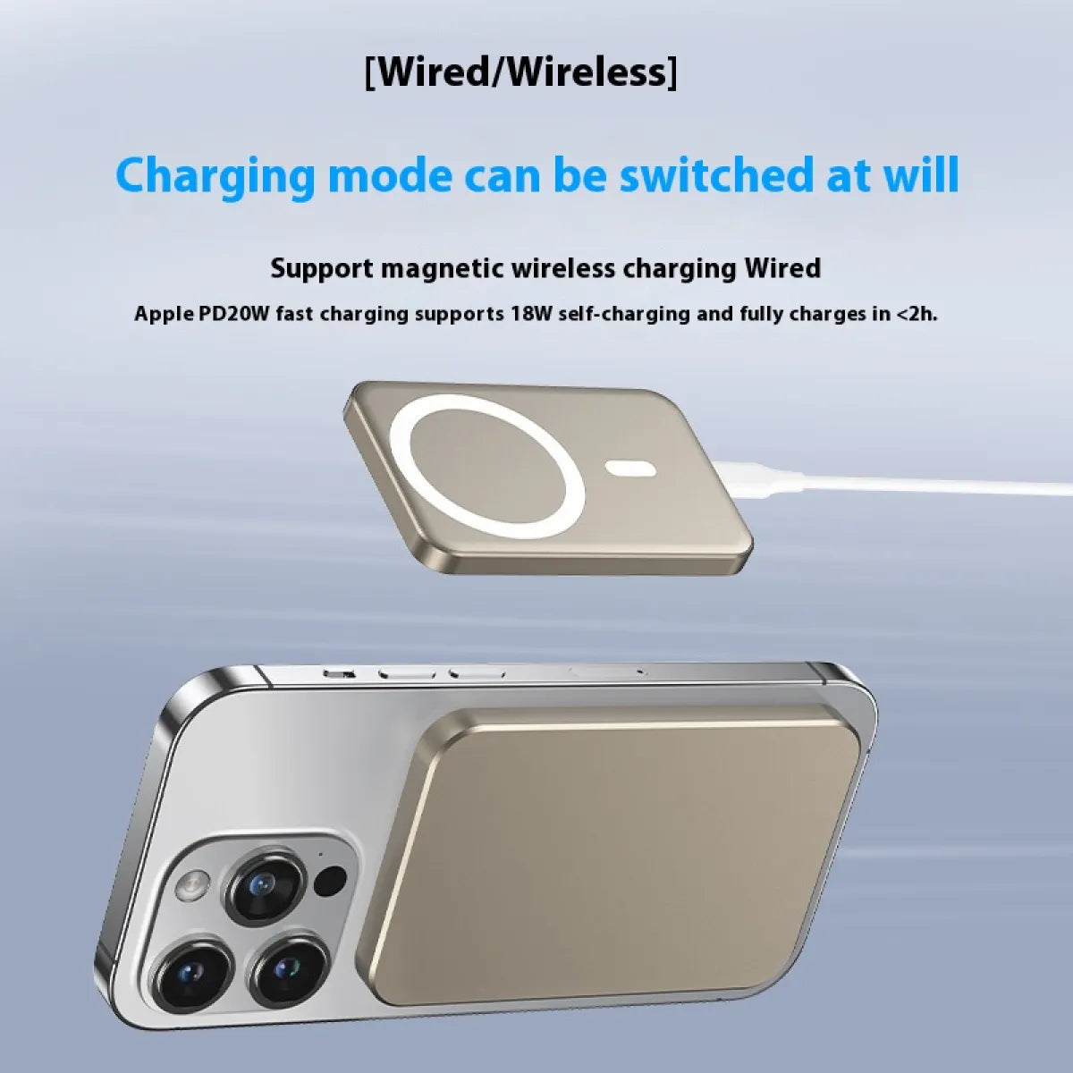 Magnetic wireless power bank for iPhone 18 Pro MagSafe