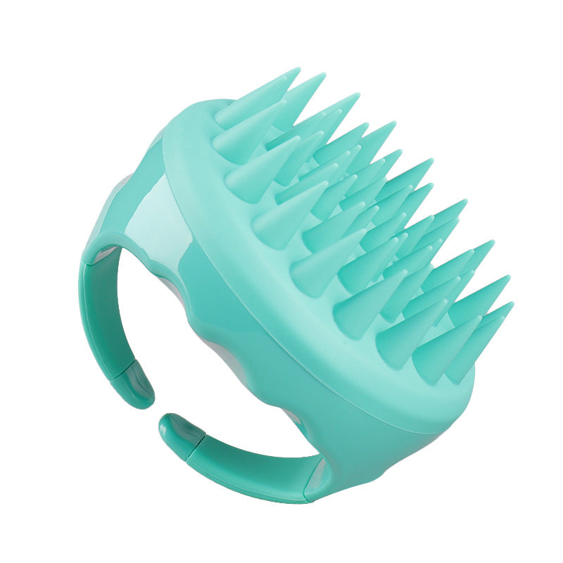 Green silicone scalp shampoo brush