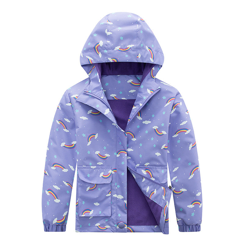 Kids' Fleece-Lined Rain Jacket – view 1