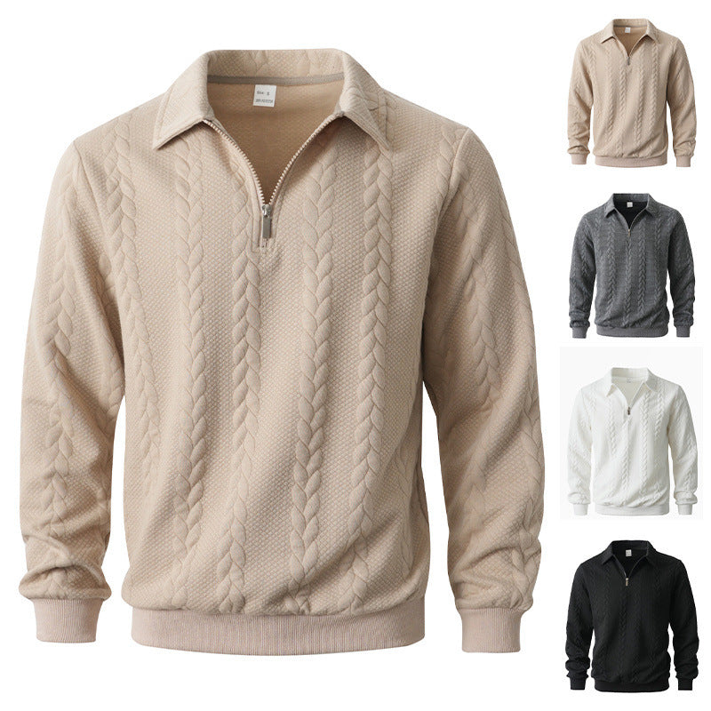 Men's Cable-Knit Quarter-Zip Polo Sweater - view 7