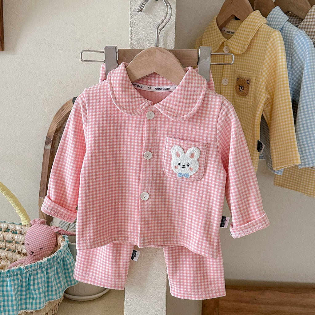 Kids' Brushed Fleece Gingham Pajama Set - view 8