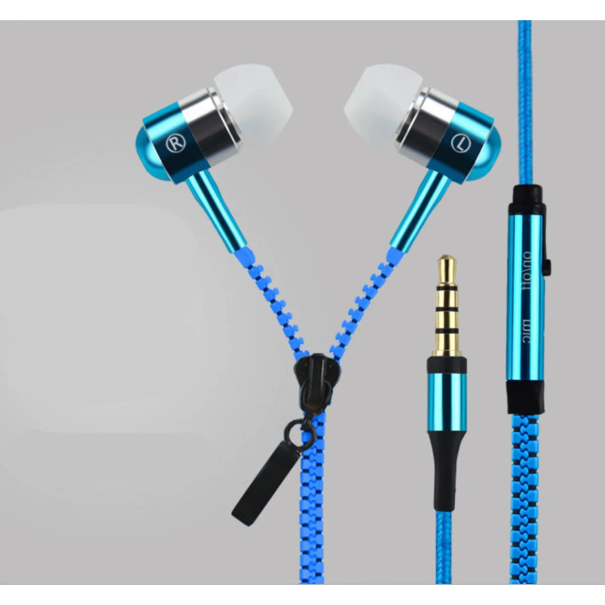 Y2K glowing zipper wired earphones fashion earbuds