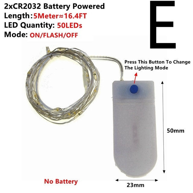 Copper wire fairy lights battery pack and 100 cm lead