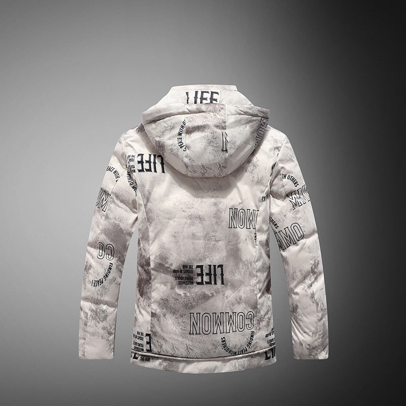 Men's Fleece-Lined Hooded Print Winter Jacket - view 4