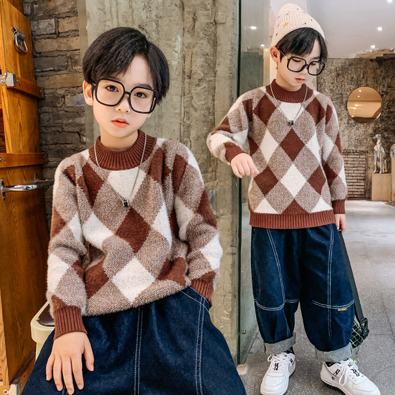 Boys' Argyle Knit Pullover Sweater - view 5