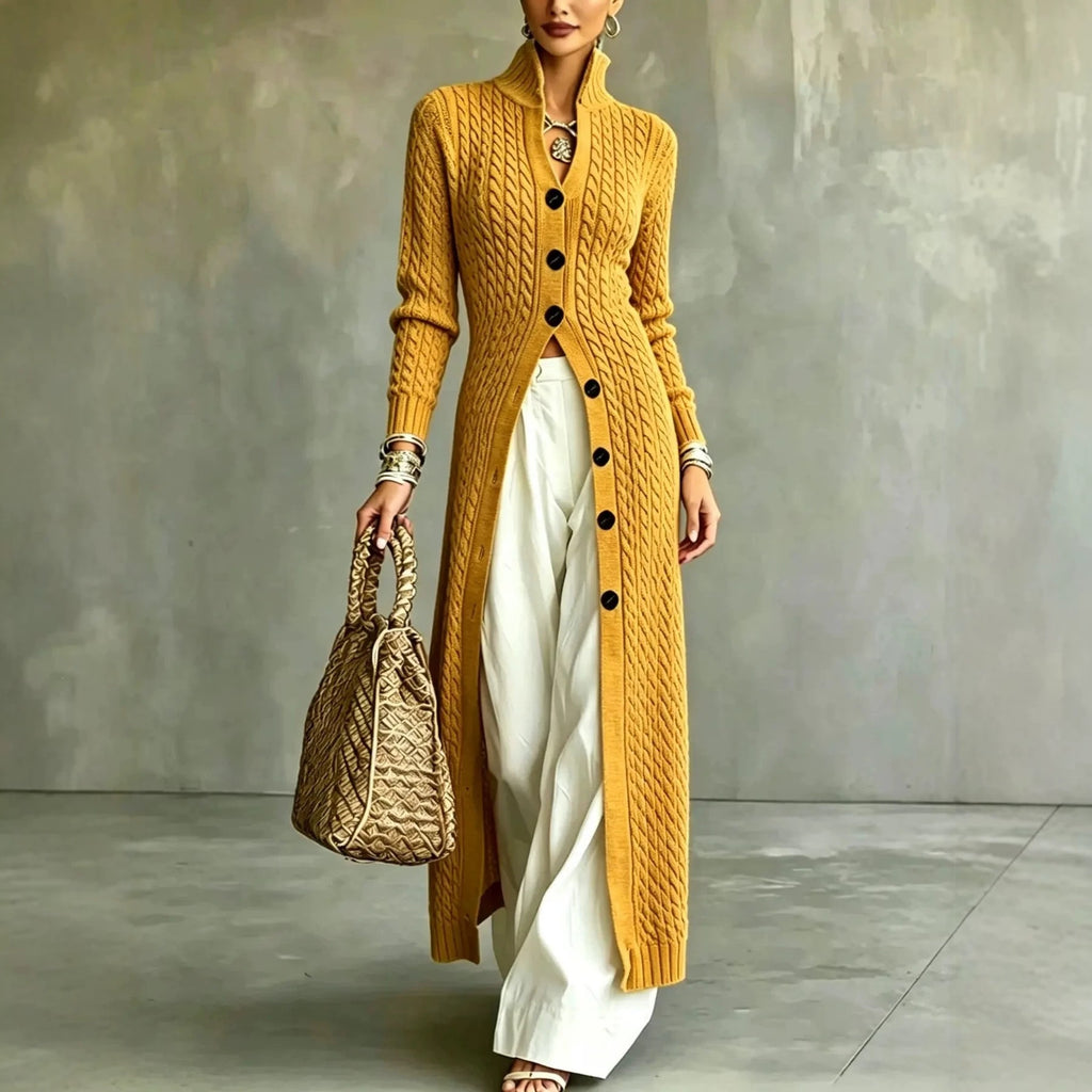 Women's Long Cable-Knit Button Cardigan - view 7