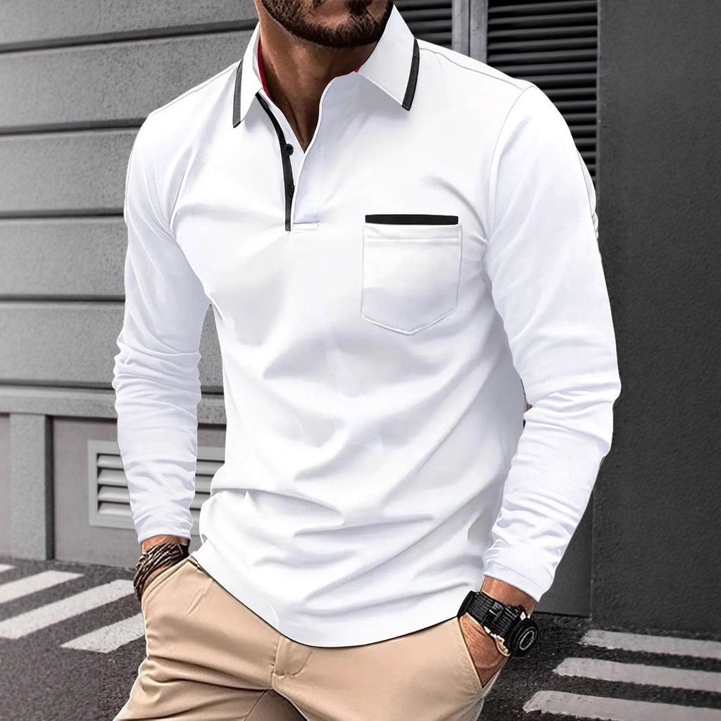 Men's Long Sleeve Polo Shirt with Pocket - view 6