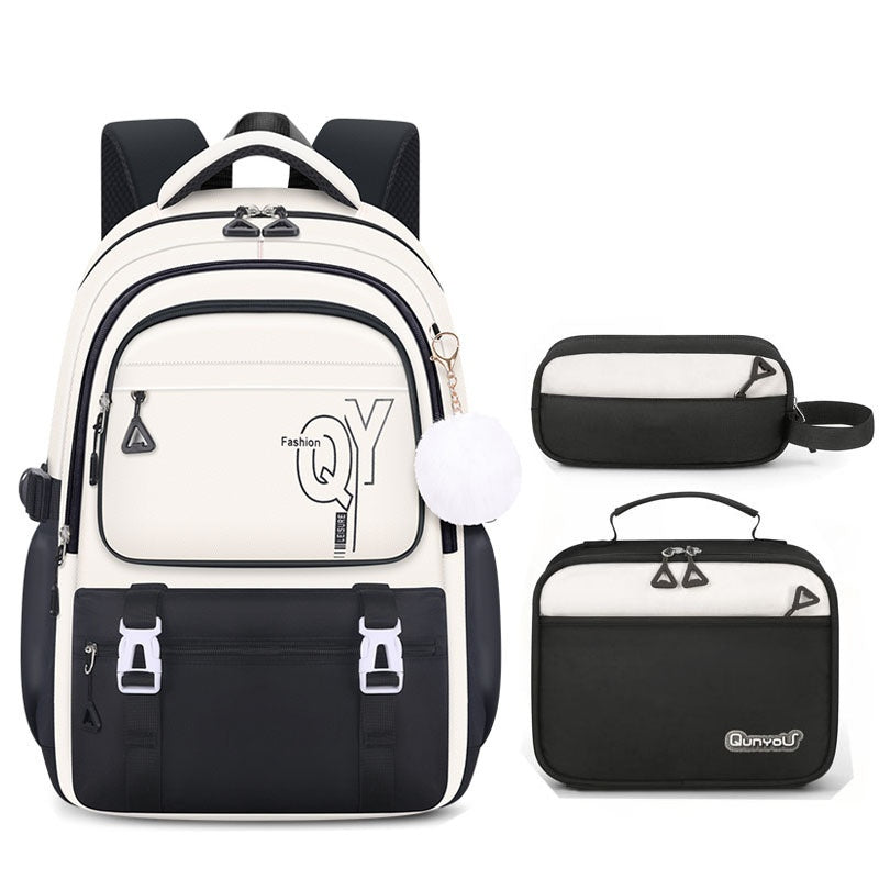 Black three-piece kids school backpack set
