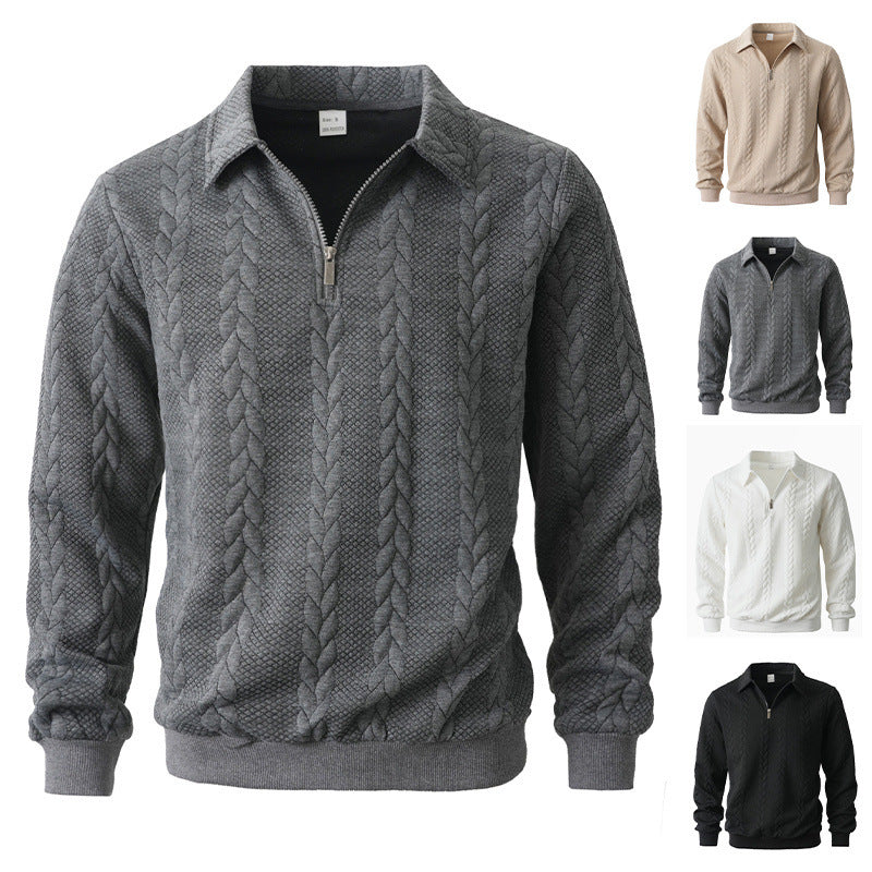 Men's Cable-Knit Quarter-Zip Polo Sweater - view 3