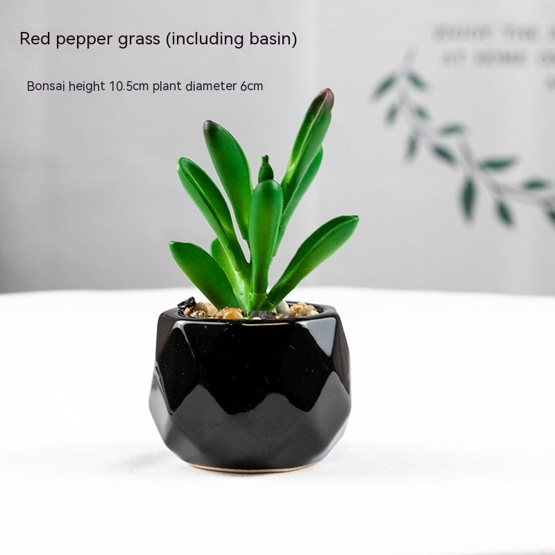 Mini artificial succulent in pot – view 4