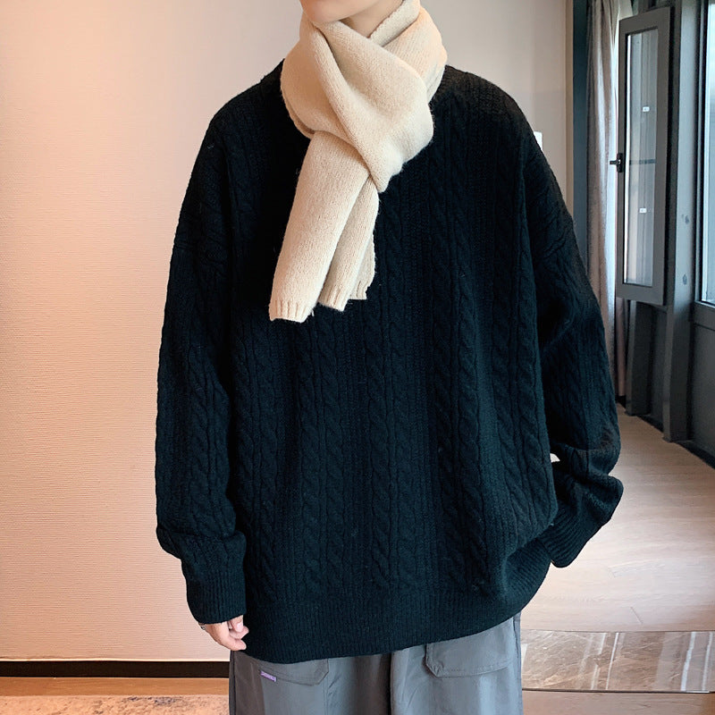 Men's Oversized Cable Knit Crew Neck Sweater - view 2