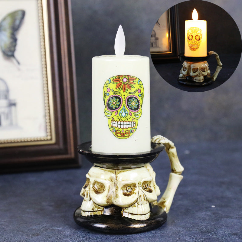 Pumpkin and skull LED candle lantern – view 4
