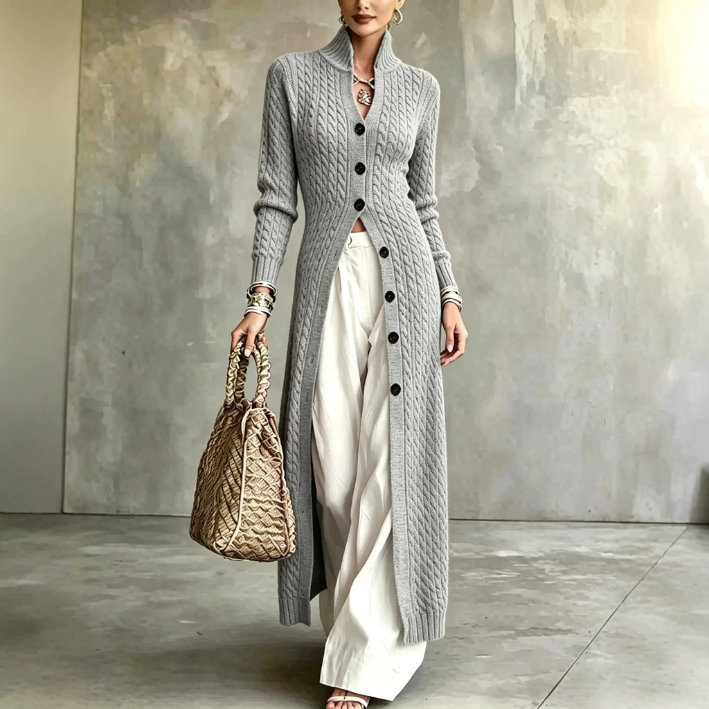 Women's Long Cable-Knit Button Cardigan - view 10
