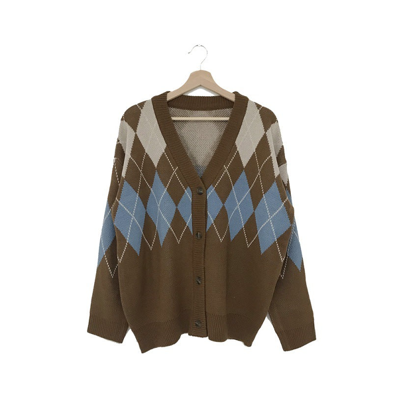 Women's Argyle Knit Oversized Cardigan - view 3