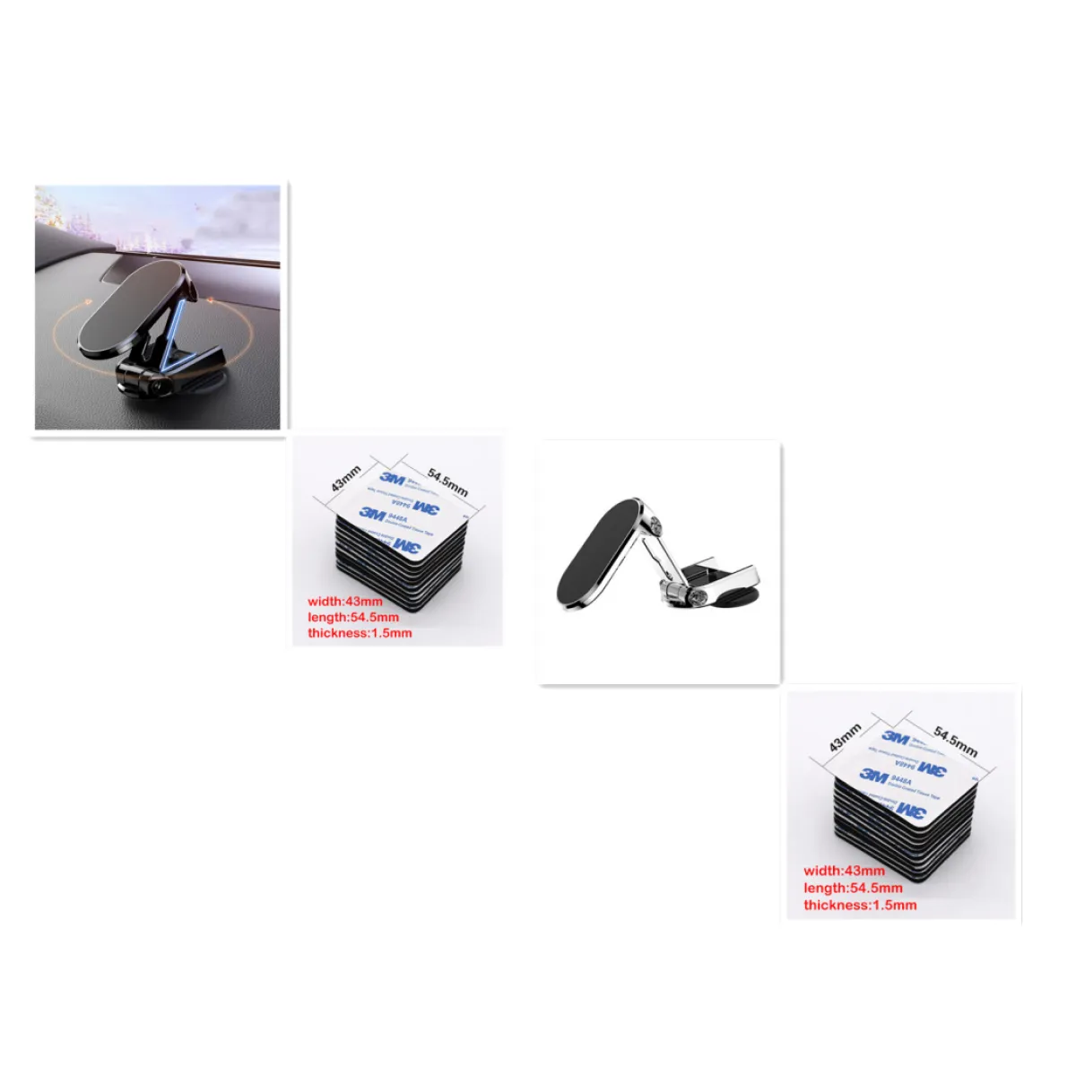 Magnetic foldable air vent car phone mount in black metal