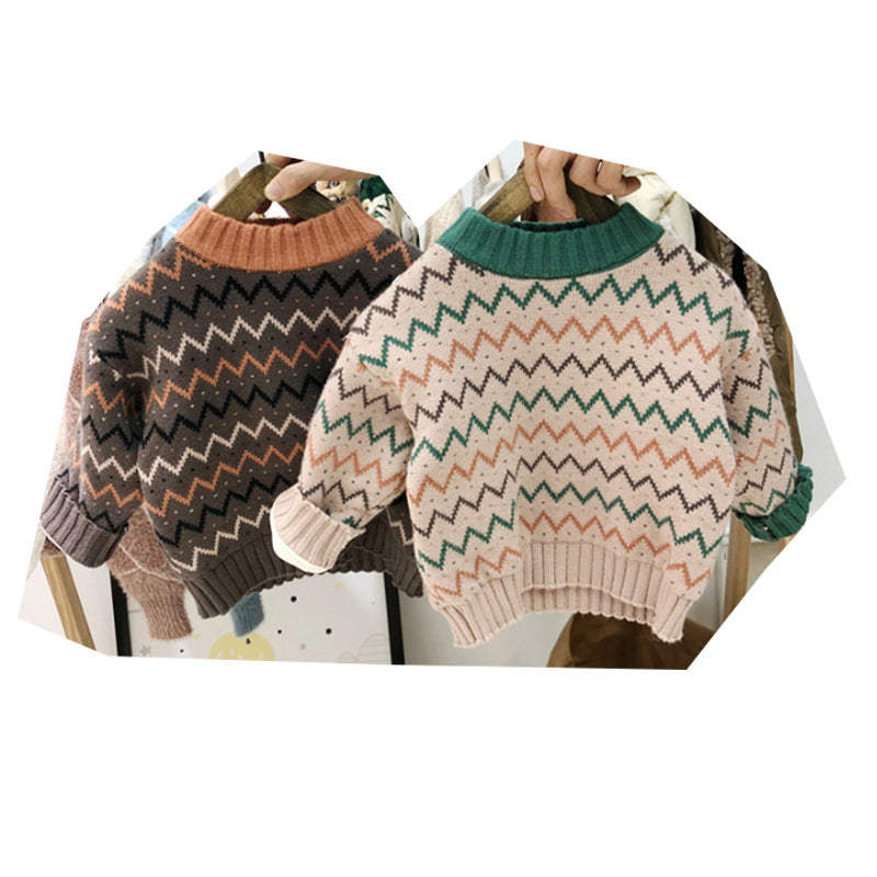 Kids' Zigzag Knit Sweater, Plush-Lined - view 2